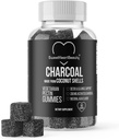 Gummie Charcoal attivate - Cocco naturale Shell Charcoal Gummy Integratori per il supporto Detox, Stomach Bloat & Oral Health - Gluten Free, Vegan & Pectin Based - Acai Flavor, 60 Count