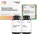 PMS Support Bundle | Myo-Inositol & D-Chiro Inositol Blend Capsule 30-Day Supply | Vitex Chasteberry Supplemento per le donne 120-Day Supply | Premium Multivitamin per le donne | Mattina Malattia Tea 15ct
