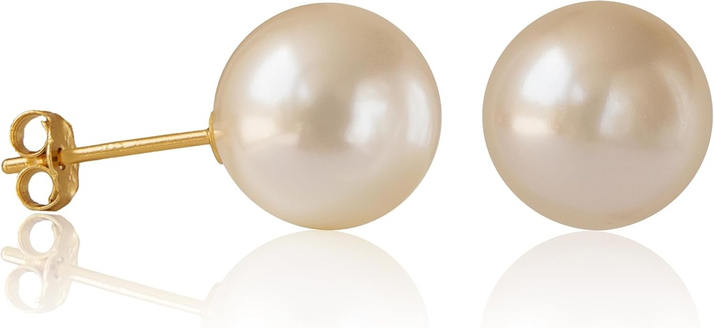 Handpicked perla d'acqua dolce Stud orecchini 14K oro placcato argento rotonda per le donne soluzioni anallergiche
