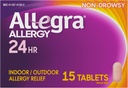 Allegra Adulto 24HR Antistamina non sonnolenta, 15 compresse, Rilievo del sintomo di allergia rapida, 180 mg