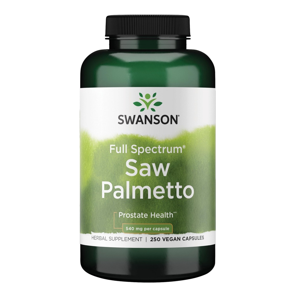 Swanson Saw Palmetto - Integratore a base di erbe Promozione della salute della prostata maschile - Integratore naturale dei capelli & Assistenza sanitaria urinaria (540 mg 250 capsule)