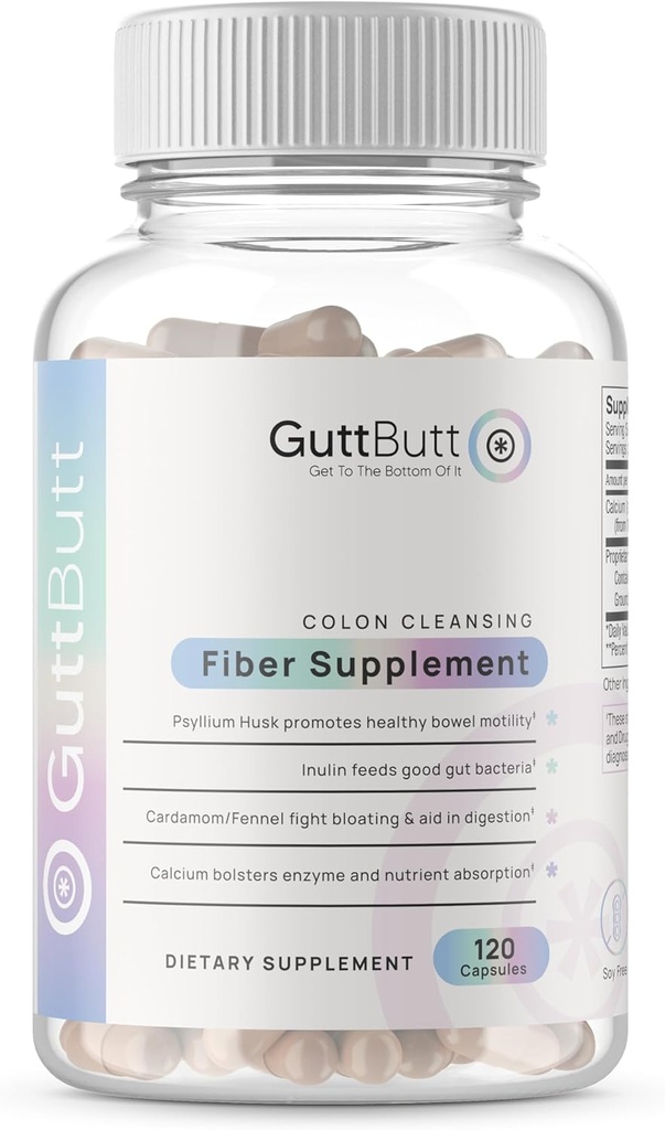 Vegan Cleanliness Fiber Supplement | Aiuta a promuovere la regolarità digestiva | Psyllium Husk, Inulina, Cardamom, Finnel Seed, Carbonato di calcio | Formula Proprietario | 120 capsule vegane