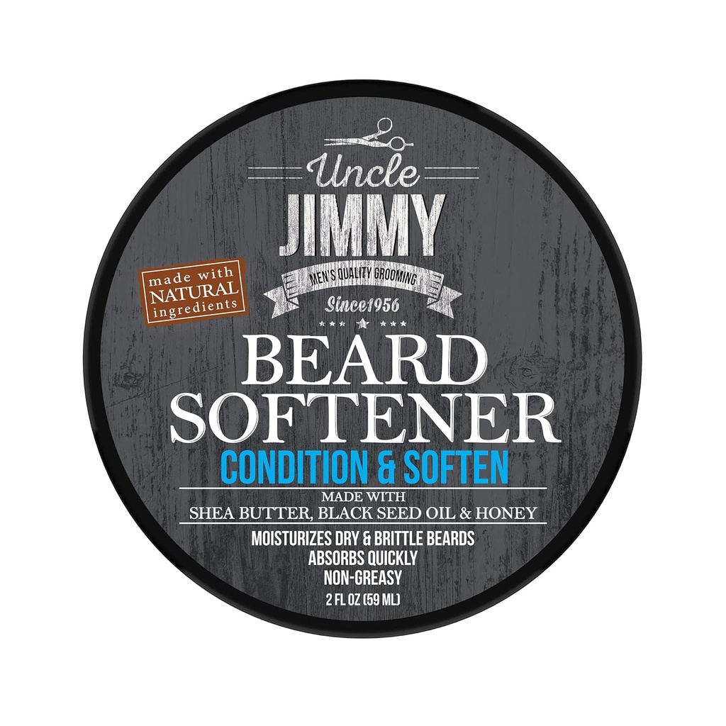 Zio Jimmy Beard Ammorbidente, Condizionamento Balm per Uomo | Idrati, Smooths, Aggiunge Shine & Tames Flyaway Hair | Realizzato con Burro di Karitè, Miele 2 Fl Oz
