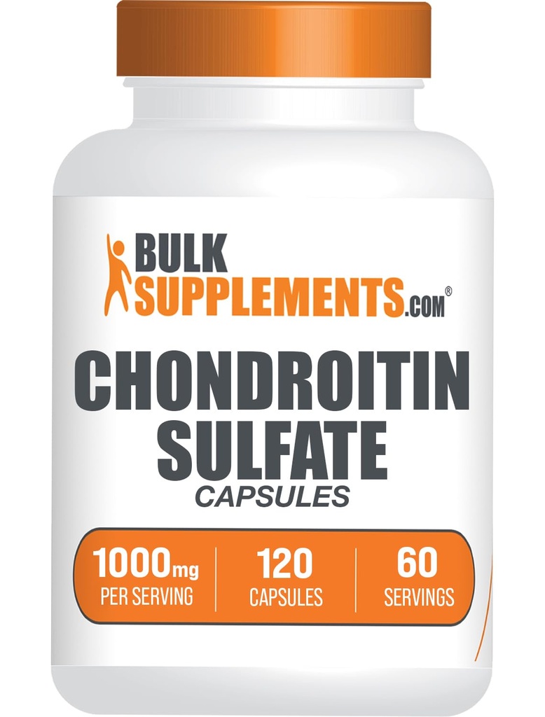 BulkSupplements.com Chondroitin Sulfate Capsule - Supplemento nutrizionale, Condroitina Sulfate 1000 mg - Gluten Free, 2 Capsule per Serving, 120 Conteggio (Pack of 1)