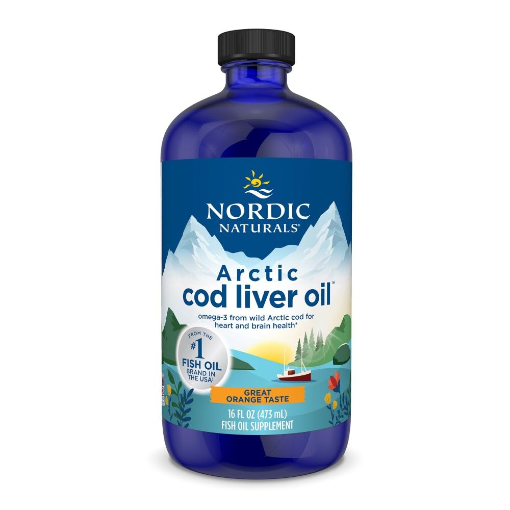 Nordic Naturals Arctic Cod Liver Oil, Arancione - 16 oz - 1060 mg Omega-3 totali con EPA & DHA - salute del cuore e del cervello, immunità sana, benessere generale - Non-GMO - 96 Serve