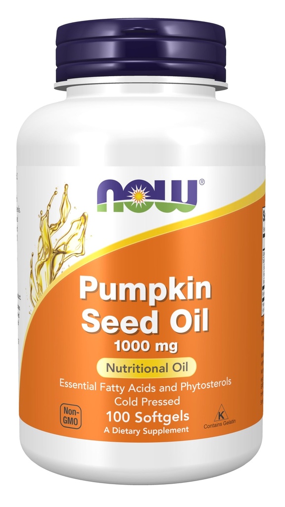 NOW Integratori, Olio di semi di zucca 1000 mg con acidi grassi essenziali e Phytosterols, Pressato a freddo, 100 Softgels