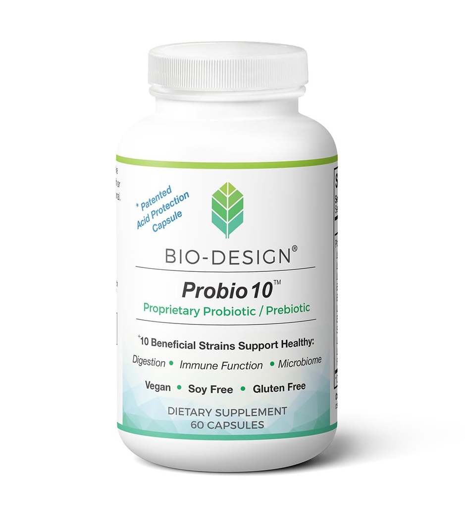 Probio10 - Supplemento giornaliero probiotico e prebiotico - 10 miliardi di CFU, 10 Strains Beneficial Aid in Digestione, Regolarità, Funzione Immune e Salute Gut - 60 capsule acid-resistenti