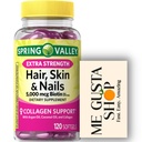 Extra Forza Capelli, Pelle & Nails Integratore Dietetico della Valle di Primavera, Biotina, Collage, Gelatina 120 ct Include l'Organizzatore di Pillole