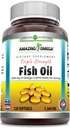 Sorprendente Omega Triple Strength Fish Oil (Omega-3, EPA/DHA) Supplemento | 1360 Mg Per Serving | 120 Softgels | Non OGM | Gluten-Free | Made in USA