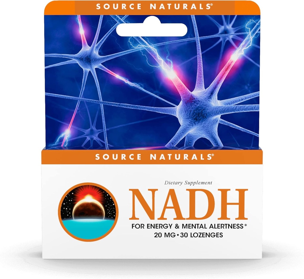 Sorgente Naturals NADH 20mg, Aumentare l'Energia e l'Alertness Mentale* - 30 Lozenges