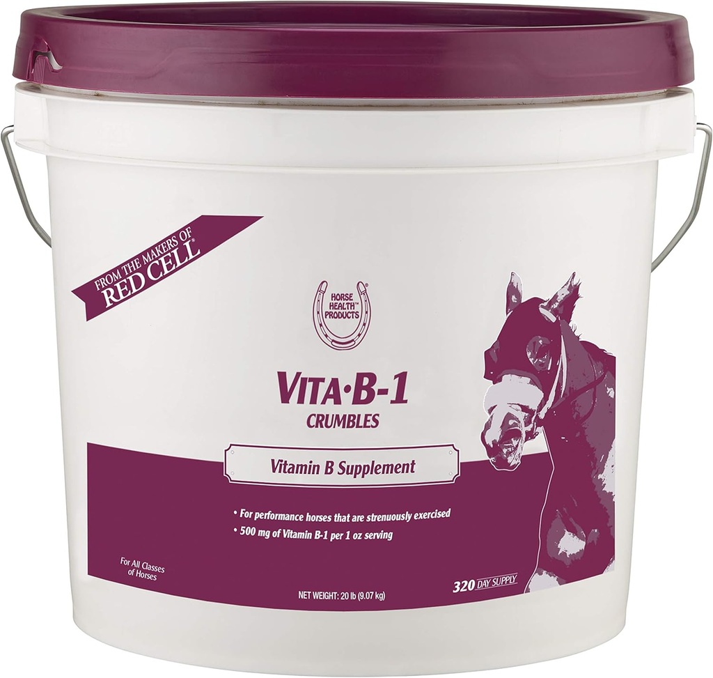 Farnam Horse Health Vita B-1 Crumbles Supplemento per Cavalli, Supporta l'attività muscolare ottimale e il metabolismo per le prestazioni, 20 libbre, 320 giorni di alimentazione