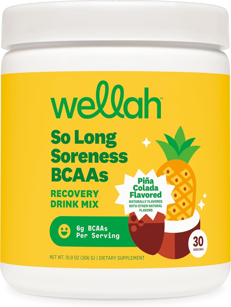 Wellah Soreness lunga polvere BCAA (Pina Colada aromaed) 30 Serve - con Complesso di idratazione