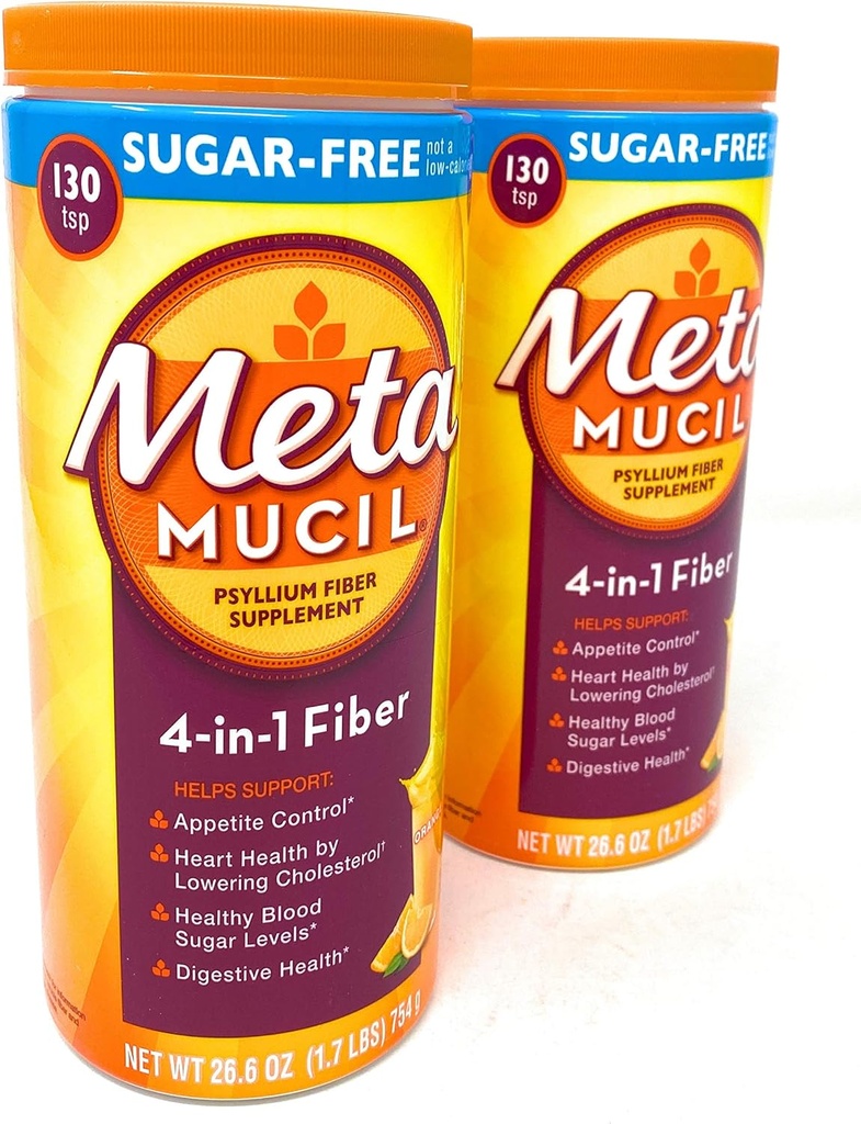 Metamucil Sugar Free Fiber Supplemento, Orange Smooth 260 Serve