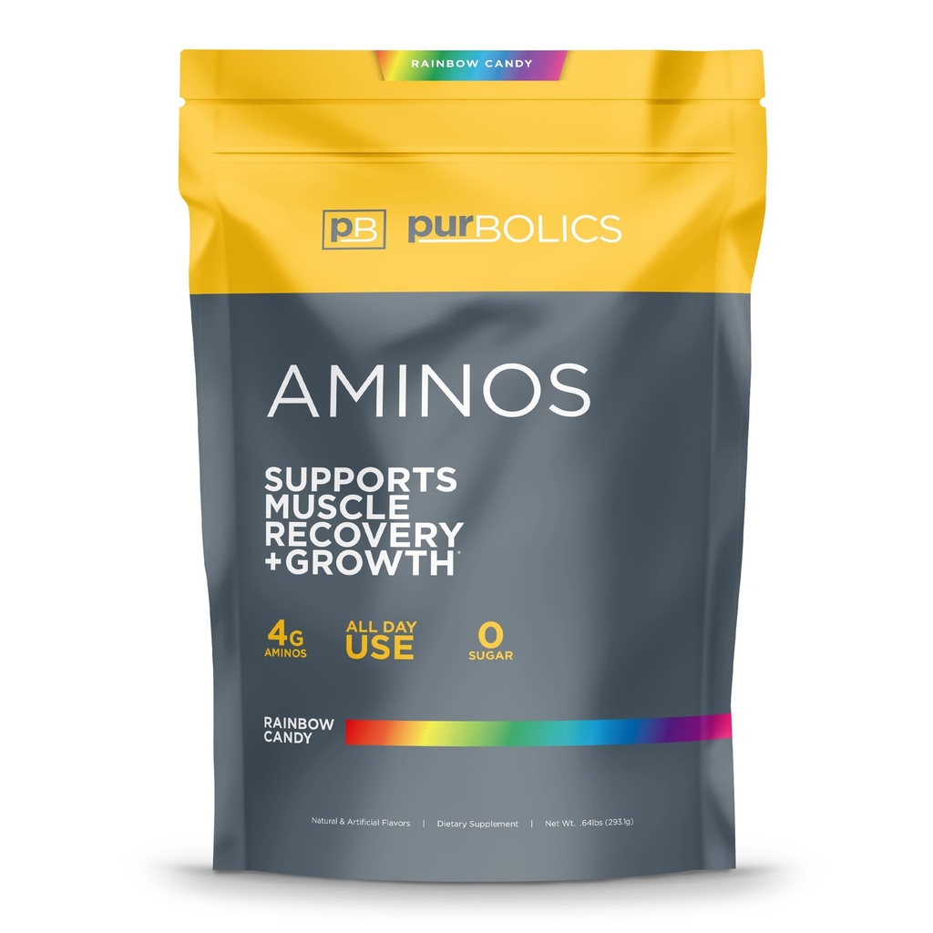 Purbolics Aminos | 4g di Aminoacidi Free-Form, Beta-Alanina, 0 Calorie & 60 Serve (Rainbow Candy)