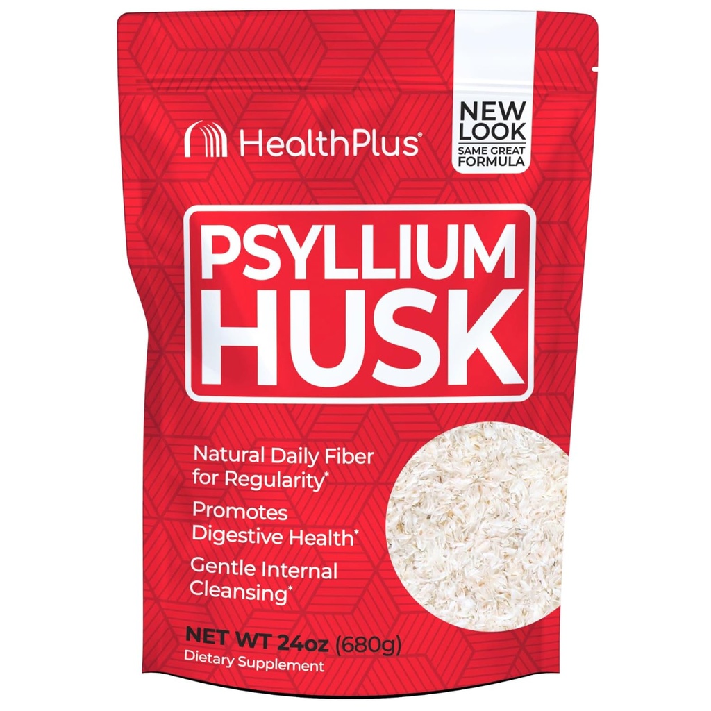 Salute Plus, Psyllium Husk, 24 oz, 96 Serve - Detox naturale, Supplemento giornaliero di fibra alimentare, Rilievo di costipazione, Detergente delicato, Keto Baking