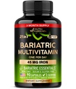 Bariatric Multivitamin - 45 mg Iron Supplements - Made in USA - per le donne e gli uomini - All-in-One, 21 vitamine essenziali - Supporto per maniche gastriche - Senza zucchero, Gluten & Soy - 90 capsule, Una volta al giorno