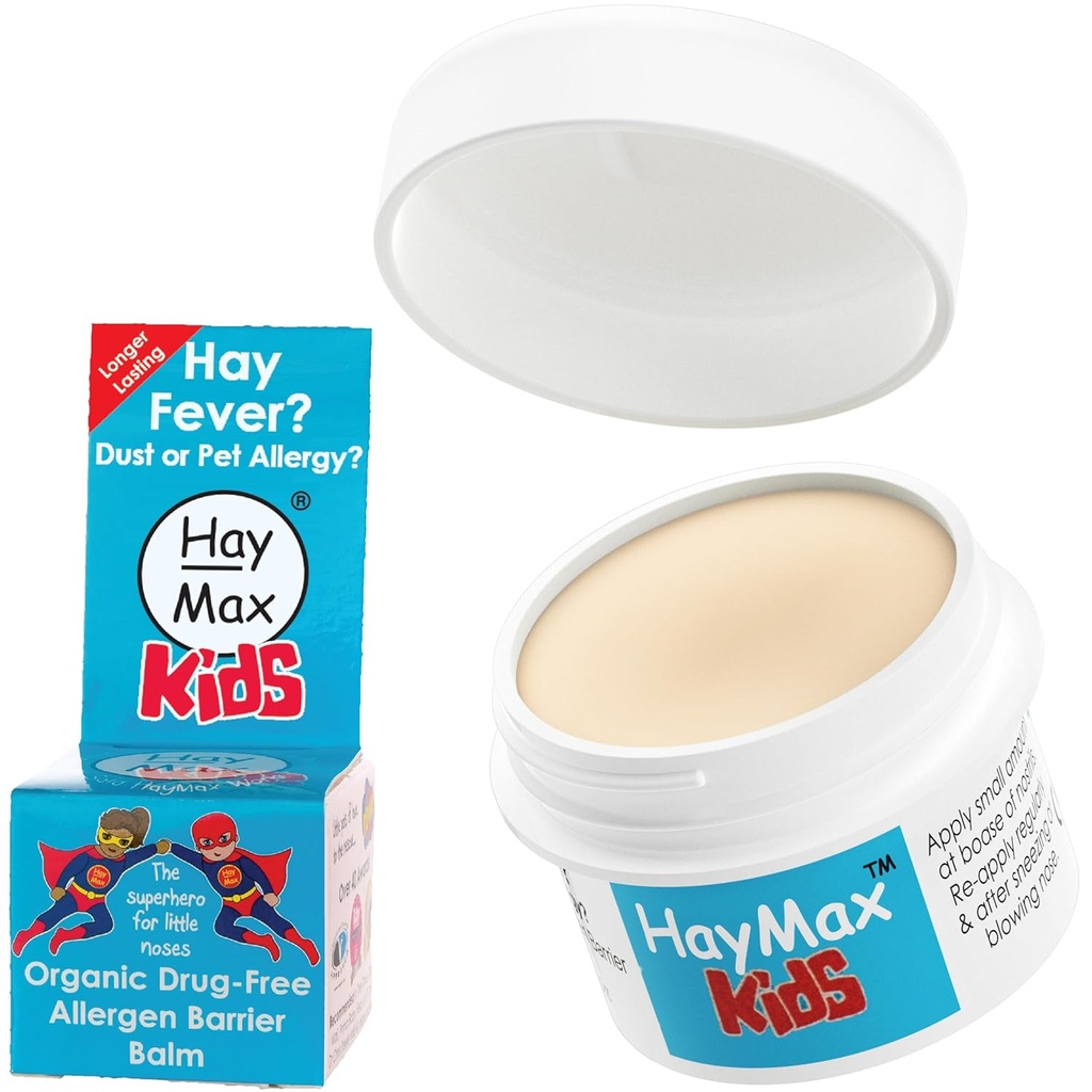HayMax Allergeni Barrier Balm per Bambini, 0.17 fl oz (5ml), Organico, Naturale & Non Freccia, Bambini Hay Fever Allergy Relief - Trappola Polline, Dust & Pet Allergen - Ragweed & Cedar
