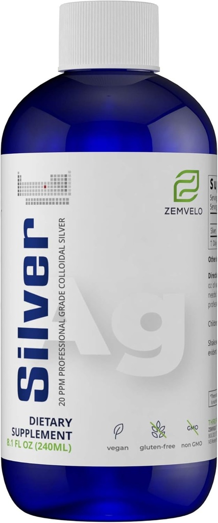Liquido Ionic Silver Supplement | Natural Inflammatory Response Support | Healthy Skin, Hair & Nails | Supporto immunitario | Natural Silver