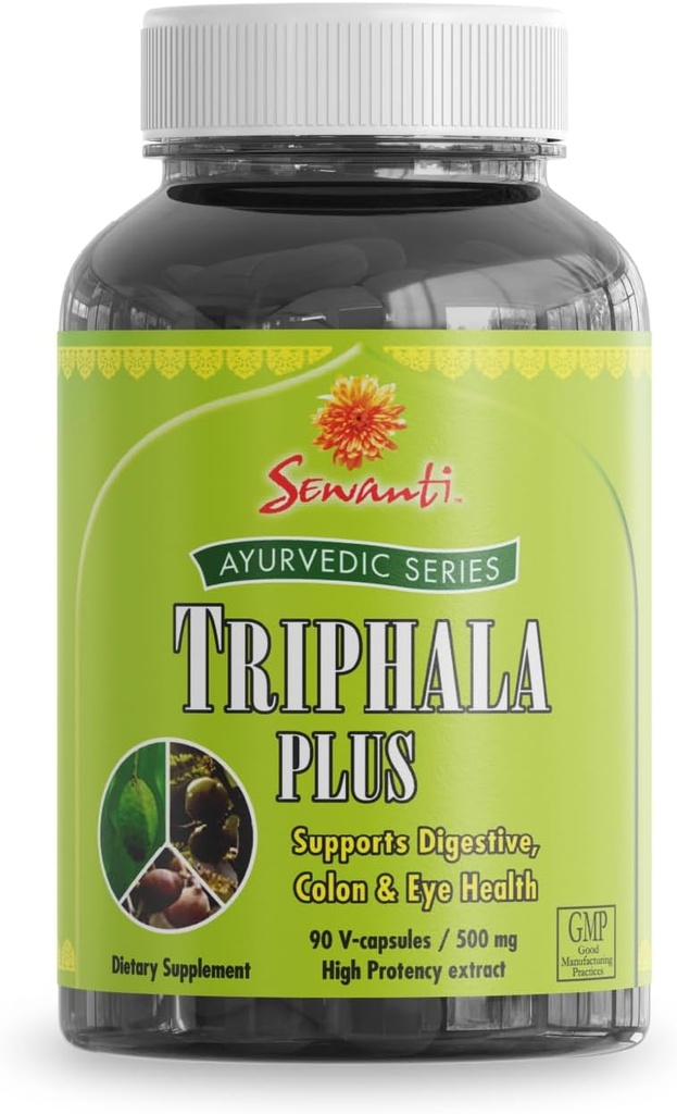 Sewanti Ayurvedic Triphala Capsule - Formula di erbe per la salute digestiva - Amla, Bibhitaki, Haritaki - 90 V-Capsules/ 500mg