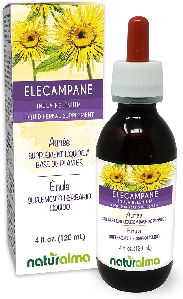 Naturalma Elecampane (inula helenium) Tintura senza alcool - 4 fl oz Liquid Extract in Drops - Integratore di erbe - Vegan