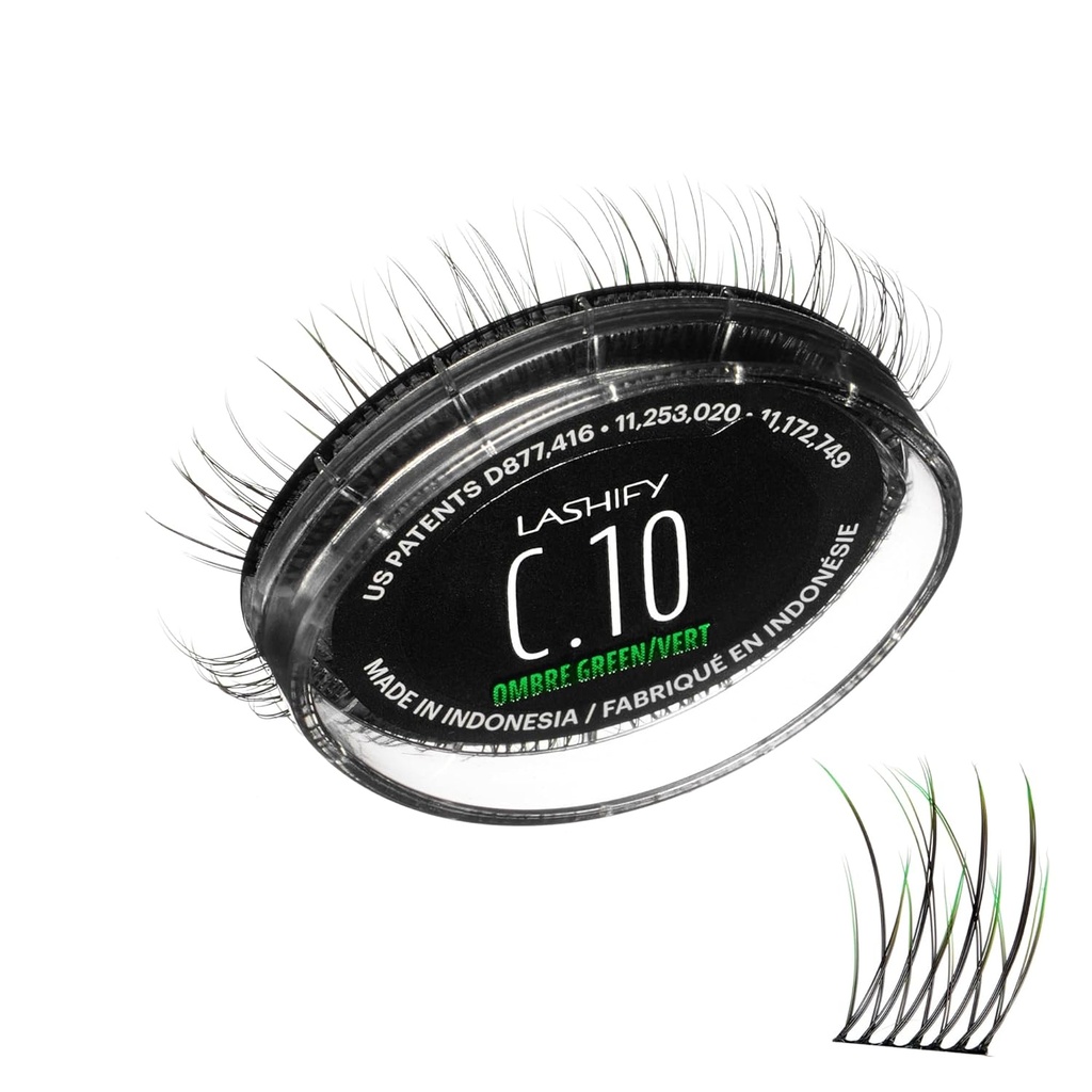 Lashify Curl 10mm Gossamer Eyelash Extensions Refill in Ombre Green, Easy DIY False Lashes per un look naturale