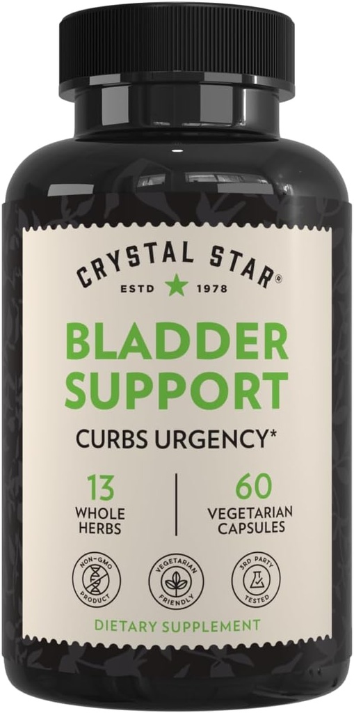 Crystal Star Bladder Support (60 capsule) – Integratore a base di erbe per la funzione della vescica sana - Mirtillo, Dandelion & Fenugreek - Aiuta la vescica iperattiva e l'incontinenza - Non-OGM