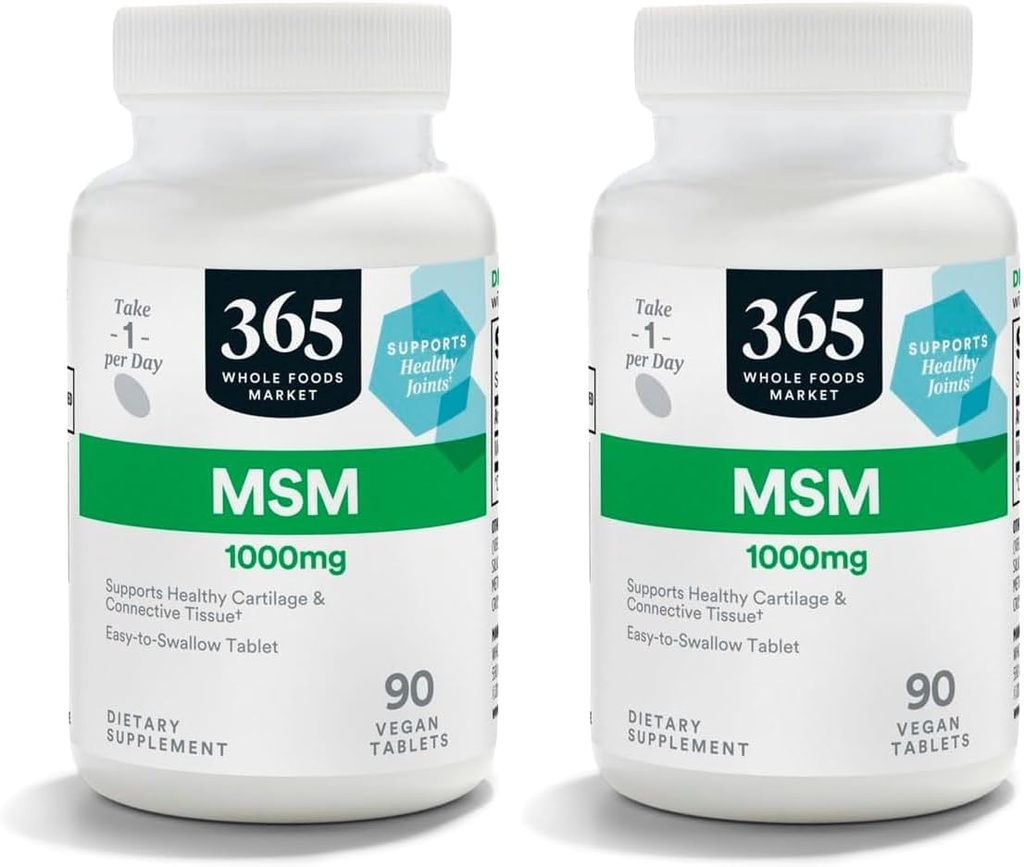 365 by Whole Foods Market, MSM 1000Mg, 90 compresse (Pack of 2)