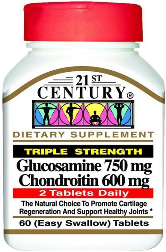21st Century Glucosamine 750 mg & Chondroitin 600 mg - Triple Strength - 60 compresse, Confezione da 2