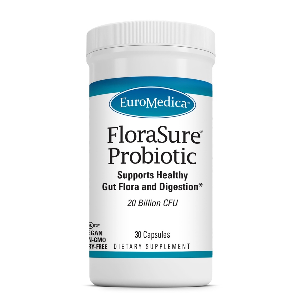 EuroMedica FloraSure Probiotic - Supplemento di digestione agli aiuti contro il Bloating occasionale & Support Gas Relief - Gut Health Support Supplement con Bifidobacterium Bifidum - 30 capsule