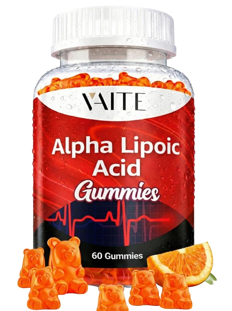 Gummie di acido lipoico alfa 1000mg, ALA Supplemento per il supporto del cervello e del nervo, antiossidante, energia – Non OGM, Vegan, senza glutine – 60 Masticabili per la vitalità e il comfort per gli uomini e le donne