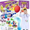 UNGLINGA 30 Esperimenti Science Kit per Bambini con Cappotto di laboratorio, Set di chimica Giocattoli STEM Regali di compleanno per ragazzi Ragazze, Costume di scienziato Role Play Tools Set di apprendimento educativo