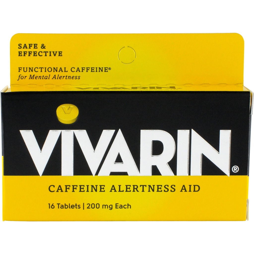 Vivarin, Pillole di caffeina, 200 mg di caffeina in ogni Tablet, in modo sicuro ed efficace aiuta a rimanere sveglia, aiuto di allerta, supplemento di energia, 16 compresse - 1 confezione