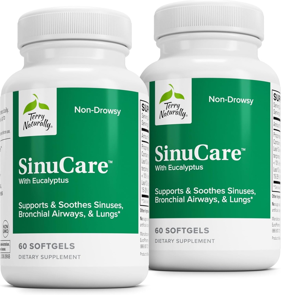 Terry Naturally SinuCare - Integratore Benessere Bronchial - Sostegno sano al seno - Integratore alimentare per sostenere polmoni sani - 60 Softgels (2 Pack)