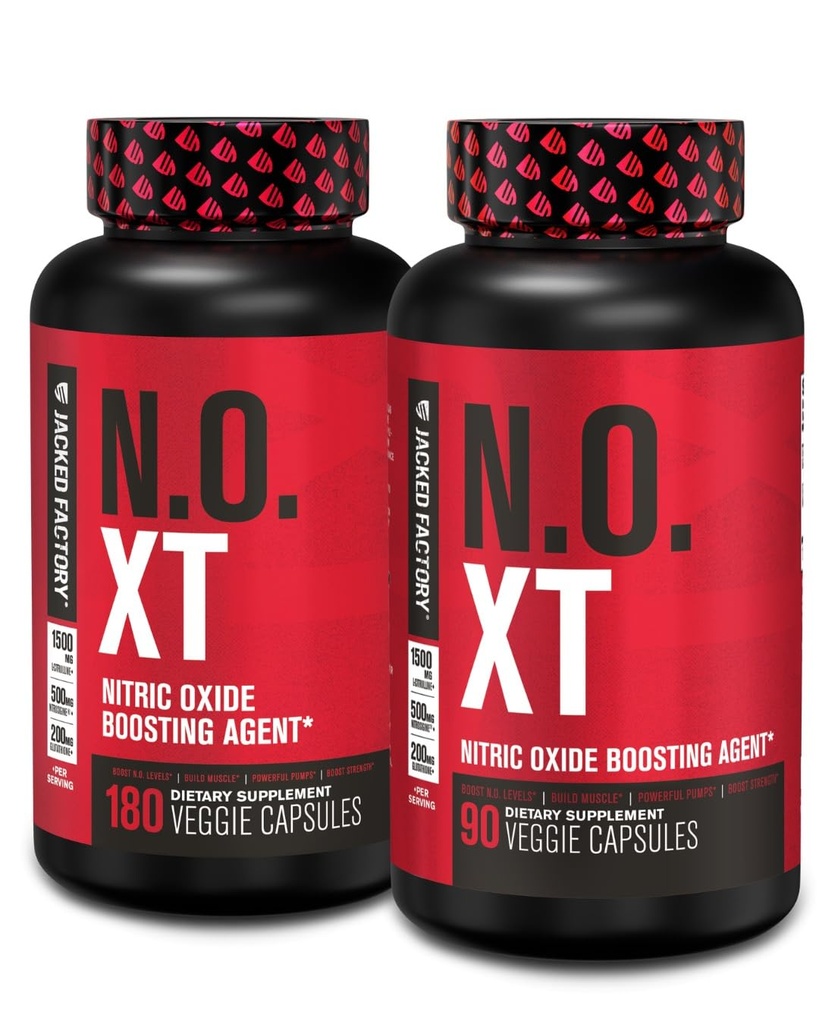 Jacked Factory N.O. XT Nitric Oxide Supplemento con Nitrosigine L Arginina & L Citrullina per la crescita del muscolo, Pompe, Vasularità, & Energy - Extra Strength Pre Workout Muscle Builder - 270 Veggie Pills