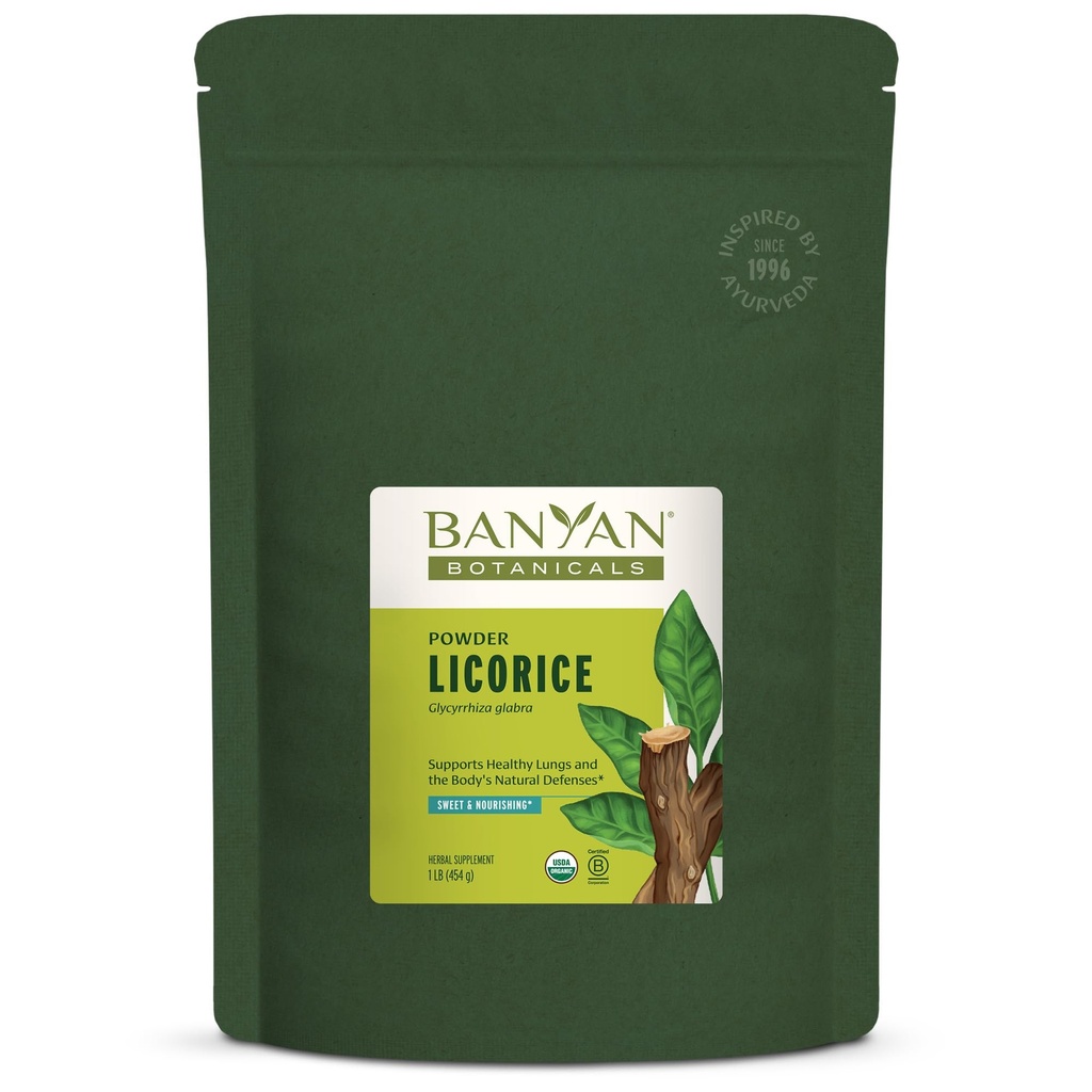 Banyan Botanicals Polvere di liquirizia – Polvere di radice di liquirizia organica (Glycyrrhiza Glabra) – per sostenere la digestione sana e la funzione di sistema respiratorio* – 1 lb. – Non-OGM Sustainably Sourced Vegan
