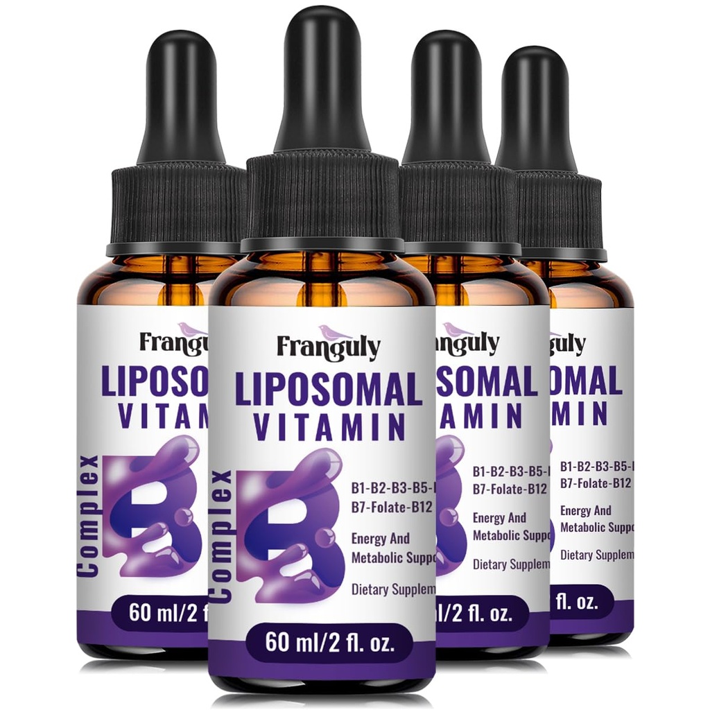 Vitamina Liposomal B Complex Liquid Sublingual B Complex Vitamine Supplemento per le donne Uomini Assorbimento migliorato B12, B1, B2, B3, B5, B6,Folate, Biotina per l'energia e il supporto immunitario-8,0 oz