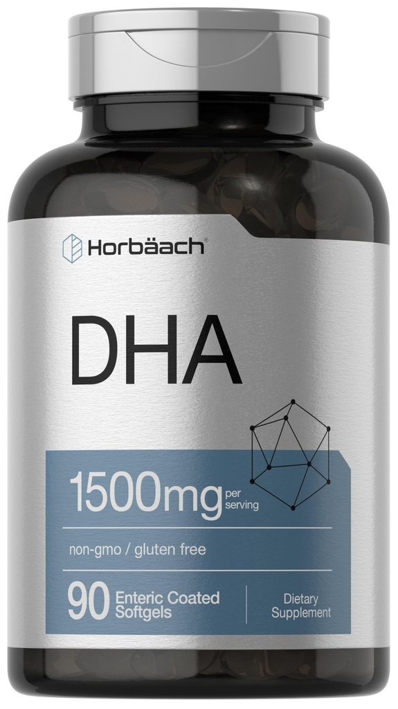 Horbaach DHA Supplemento 1500mg | 90 Softgels | EPA, Omega 3, DHA | Non OGM, Gluten Free