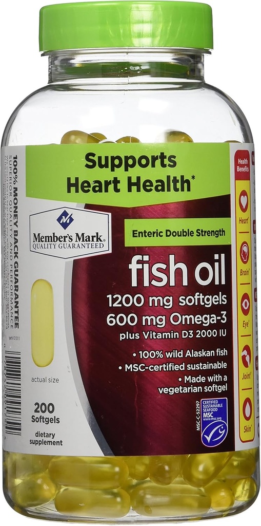 I membri Mark Double Strength Fish Oil con D3 - 200 ct.