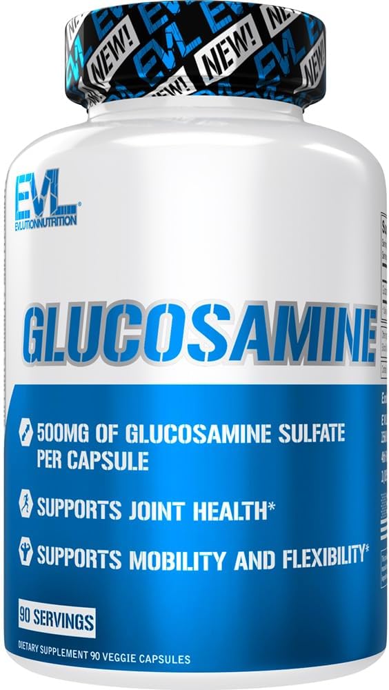 Evlution Nutrition Glucosamine - 500mg Glucosamine Sulfate - Joint Health Supplement - Mobility & Flexibility Support - 90 Serve