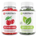 PUREFINITY Tart Cherry e Super Greens Gummies Bundle (Uric Acid Flush & Cleanse with Your Daily Greens)
