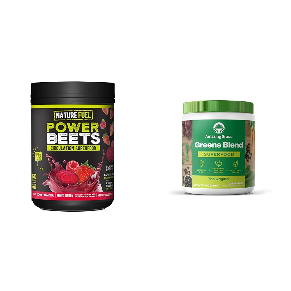 Beets di alimentazione del combustibile della natura Polvere, Delicious Acai Berry Pomegranate, Concentrated & Amazing Grass Greens Blend Superfood: Super Greens Powder Smoothie Mix per aumentare l'energia
