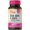 Capelli Sundance, Skin & Nails Vitamine | 5000mcg | 60 Caplets ricoperti | con Biotina e Collagene | Non OGM & Gluten