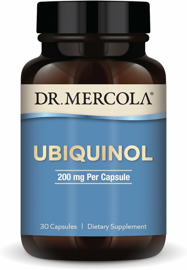 Dr. Mercola Ubiquinol, 30 Serve (30 capsule), 200 mg Per Capsule, Integratore alimentare, Supporta la produzione di energia, Non OGM