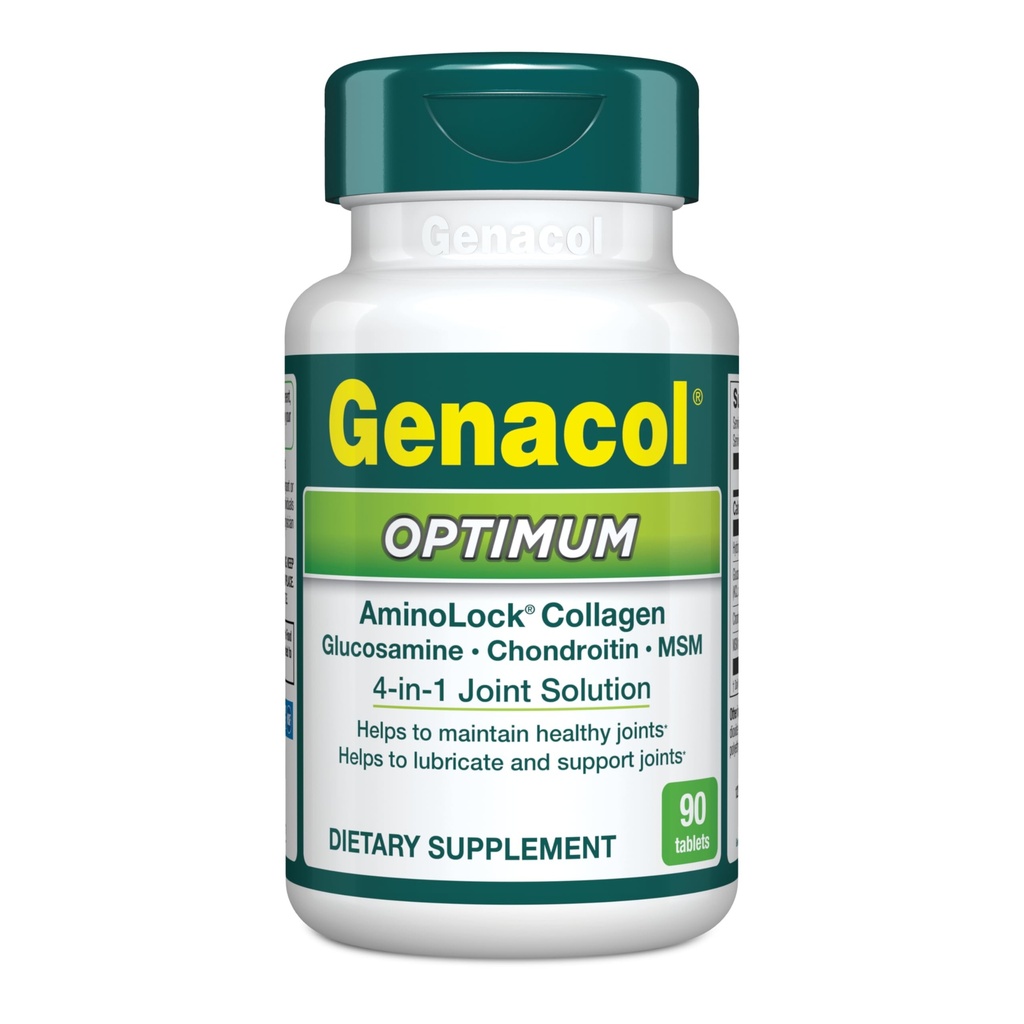 Genacol Optimum – Glucosamina, Condroitina, MSM e Compresse di collagene ultraidrolizzate, Mantiene Giunti sani, Protegge & Lubricate Cartilage, 90 compresse (30-Fornitura di Giorno)