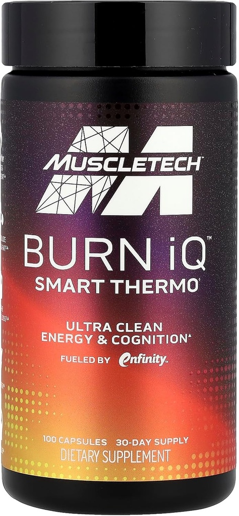 MuscleTech Burn iQ Smart Thermo Supplemento alimentato con Paraxanthine Enhanced Energy & Cognition per uomini e donne 100 Count