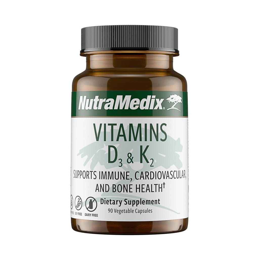 NutraMedix Vitamina D3 e K2 Integratore di Supporto Immune per Donne & Uomini - Aiutare la salute del cuore - Può Assistere con il metabolismo del calcio (90 capsule)