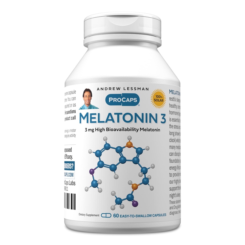 ANDREW LESSMAN Melatonin-3 mg - 60 capsule - Livelli fisiologicamente bilanciati per promuovere naturalmente il sonno riposante. Regola Daily Circadian Rhythm. Facilita il sonno. No Morning Hangover