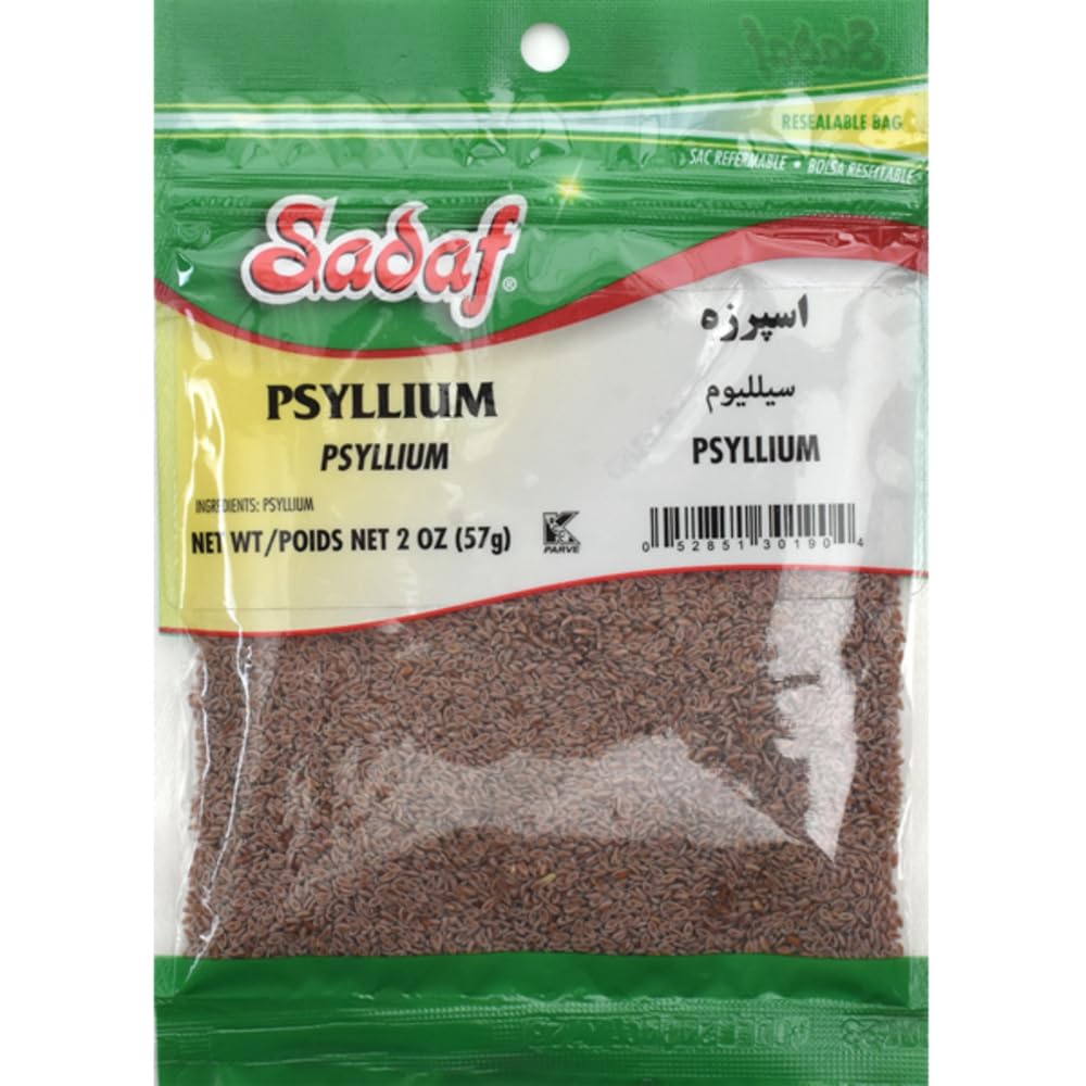 Sadaf Psyllium Seeds - Esparzeh - Psyllium Seeds for Cooking - Aggiungi un Boost a Smoothies and Dishes - Middle Eastern Cuisine - Kosher & Vegetarian - 2 oz Resealable Bag