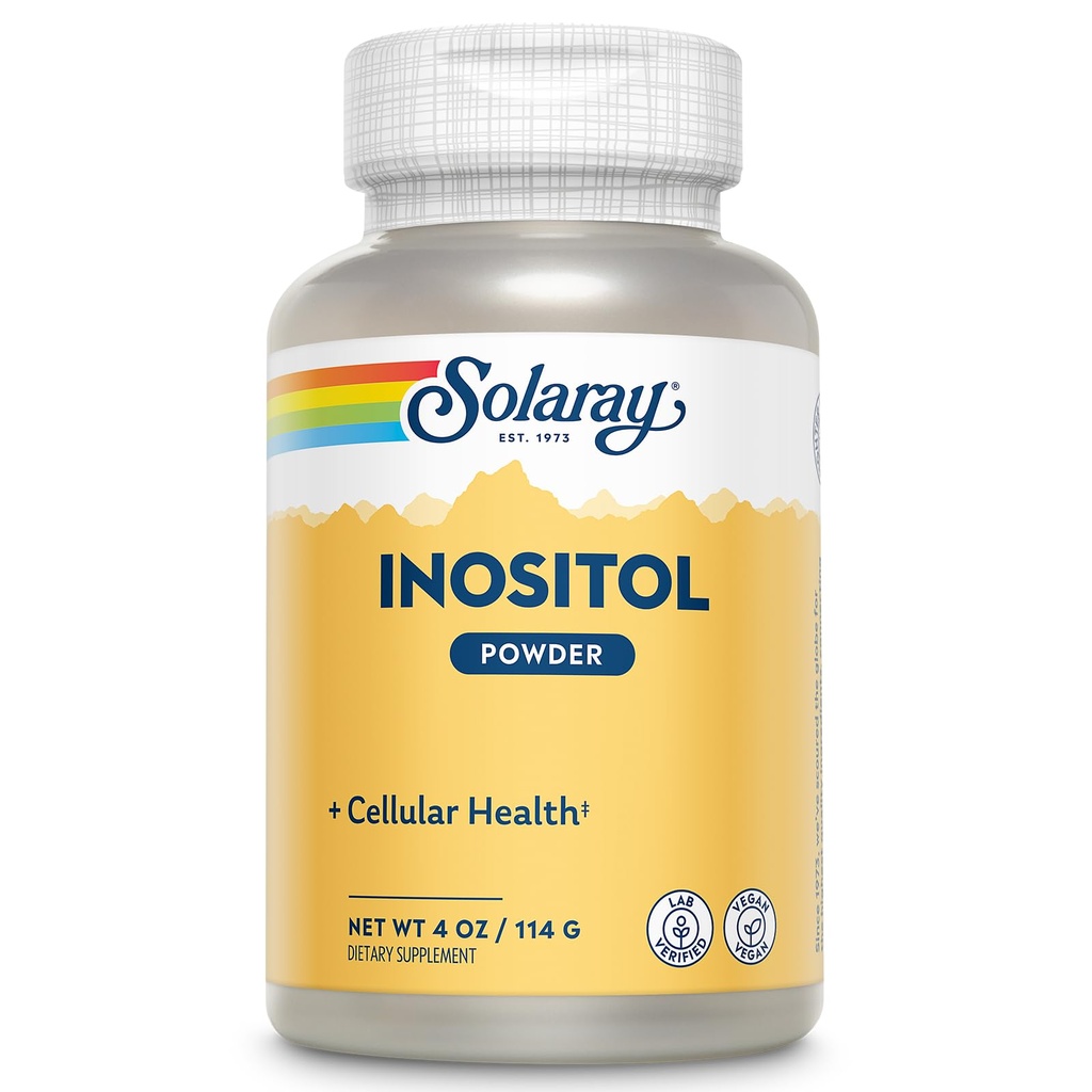 SOLARAY Pure Inositol Powder - Supporto per la salute cellulare - Vegan, Lab Verified - 163 Serve, 4 OZ (4oz, 162 Serv.)