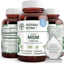 Natural Nutra OptiMSM, Integratore MSM con lo zolfo, Prevenire Capelli di tintura, Aumentare la Flessibilità Giunta e la Salute del Bone, Salute del Cartilage, Aiuta Supporti Equilibrio Fluido, 1000 mg, (120) Compresse Vegane